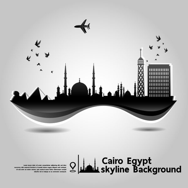 قاهره مصر پس زمینه خط افق وکتور