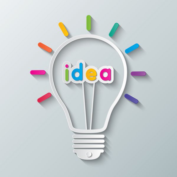 لامپ ایده کاغذ رنگارنگ مفهوم کسب و کار خلاق بردار