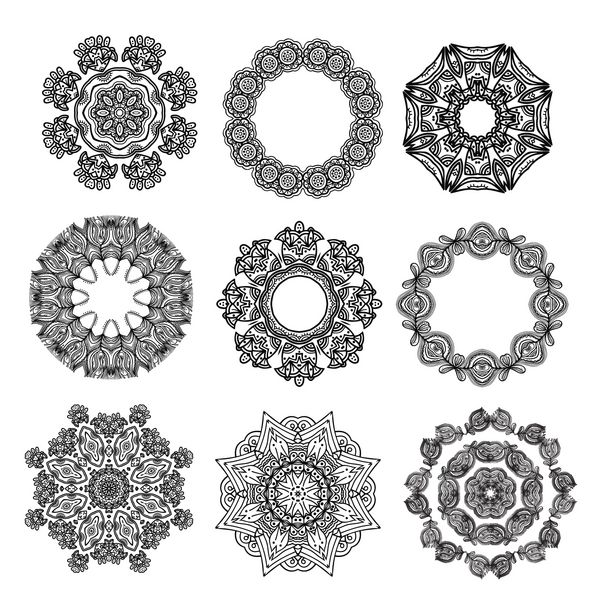 مجموعه ای از الگوهای گرد تزئینی عناصر وکتور برای طراحی شما