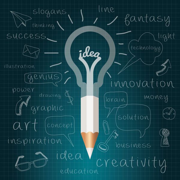 ایده مداد با لامپ با طراحی طرح استراتژی موفقیت کسب و کار طرح جریان کار الگوی مفهومی طراحی مدرن الهام گرفته شده است وکتور آسان قابل ویرایش برای طرح شما