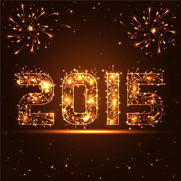 سال نو مبارک - 2015 - اعداد آتش بازی طلایی - به صورت وکتور