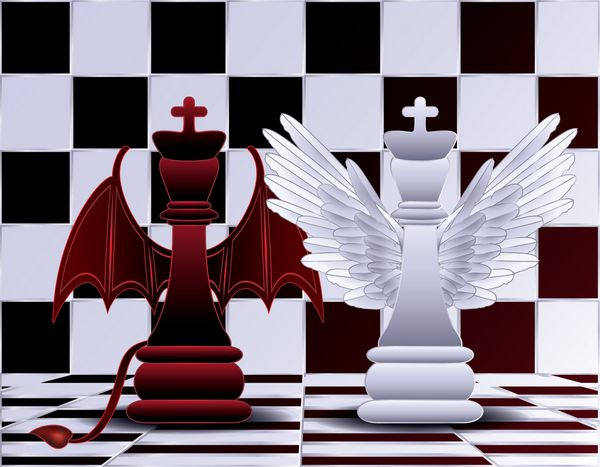 تصویر وکتور فرشته شاه شطرنج و شیطان