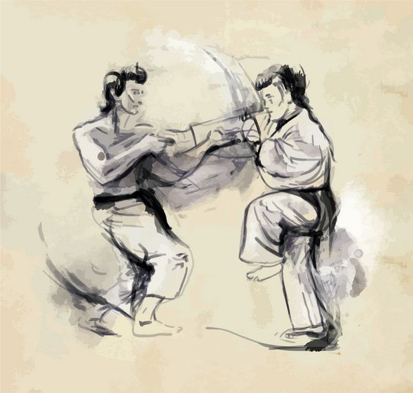 وکتور تبدیل شده با دست به سبک خوشنویسی از سری هنرهای رزمی کاراته کاراته یک هنر رزمی است که در جزایر ریوکیو اوکیناوا ژاپن توسعه یافته است