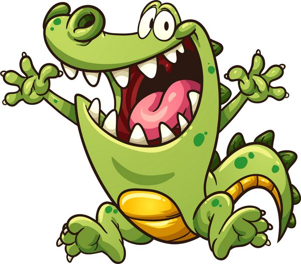 تمساح کارتونی شاد وکتور وکتور کلیپ آرت با شیب های ساده همه در یک لایه