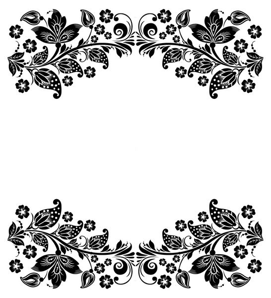 وکتور پس زمینه گل زیور آلات سنتی روسی hohloma عناصر طراحی سیاه و سفید