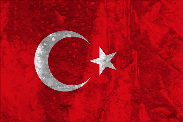 بوقلمون پرچم ترکیه در زمینه بافت بتونی