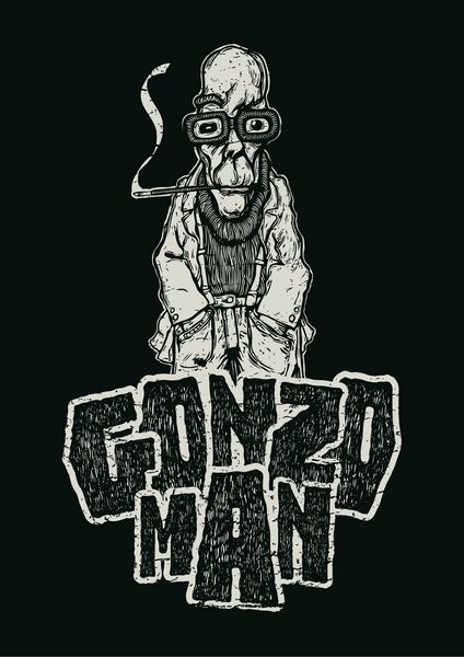 طراحی gonzo man برای چاپ پوستر یا تی شرت با گونزو پرسمن فونت ها و بافت ها وکتور افکت گرانج در لایه جداگانه