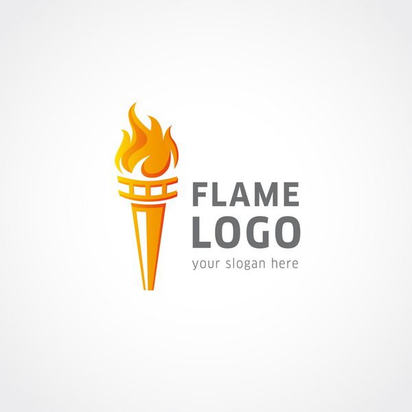اسپرت لوگوی شعله نشان مشعل با شعله های آتش برای لوگوی باشگاه ورزشی یا شرکت