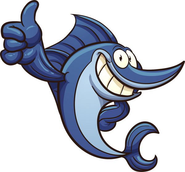 اره ماهی کارتونی وکتور وکتور کلیپ آرت با شیب های ساده همه در یک لایه