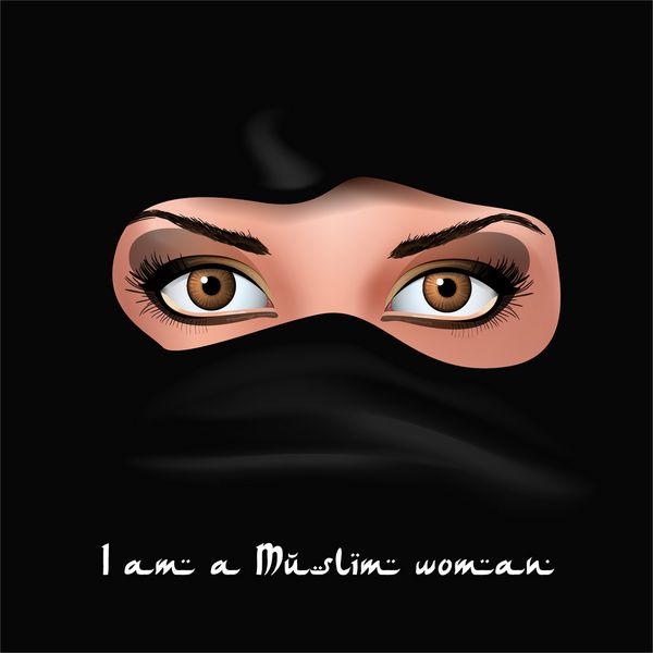 چشمان زیبای زن مسلمان نقاب وکتور
