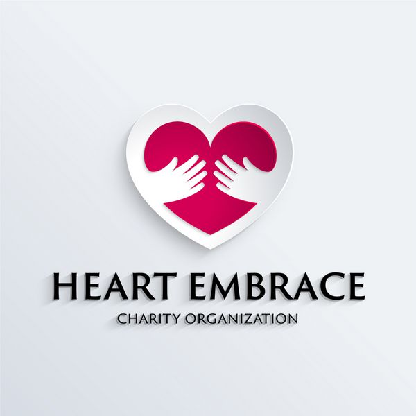 نماد قلب در دست نماد الگوی لوگو برای بنیاد غیرانتفاعی