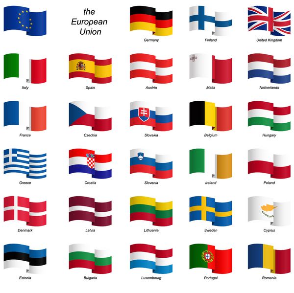 مجموعه پرچم های کشور وکتور اتحادیه اروپا
