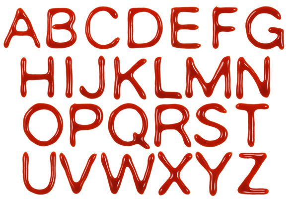 تصویری از حروف مایع ساخته شده در سس کچاپ