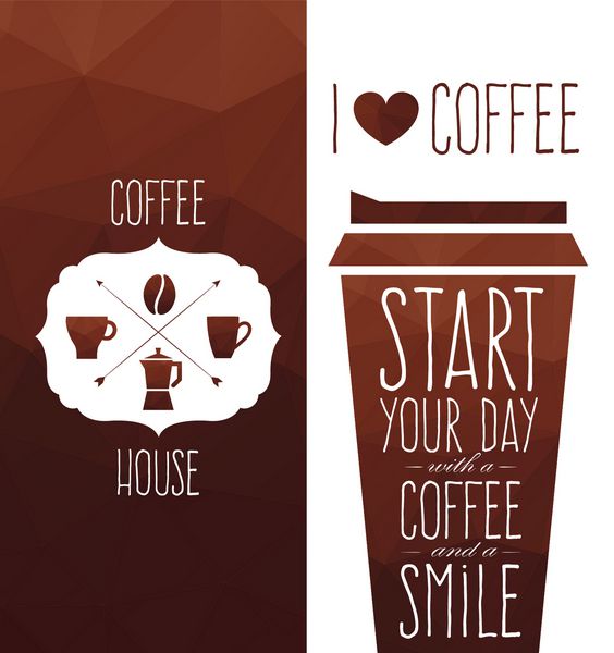 گرافیک وکتور چند ضلعی روز شما را با یک قهوه شروع می کند