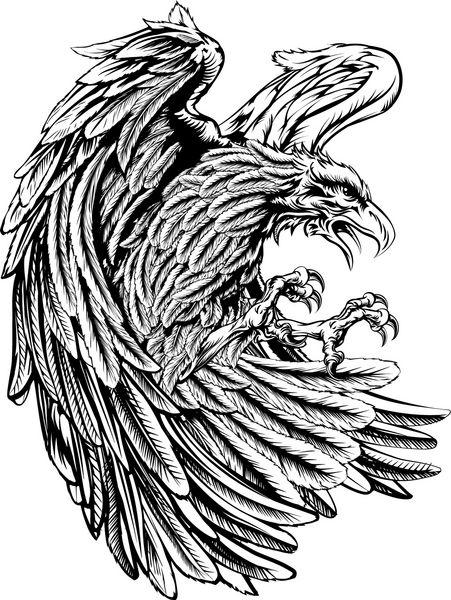 یک تصویر اصلی عقاب در سبک برش چوبی قدیمی