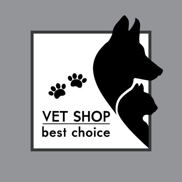 تصاویر وکتور گربه و سگ روی پوستر فروشگاه یا کلینیک دامپزشکی