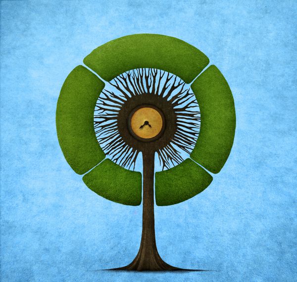 تصویر یا کارت پستال با درخت گرد گرافیک کامپیوتری