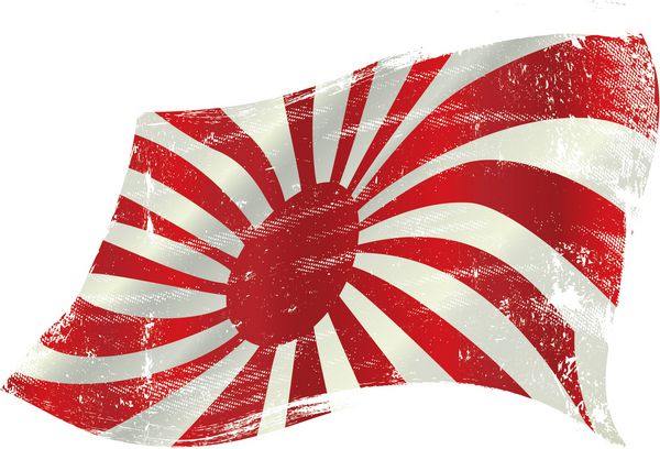 اهتزاز پرچم گرانج ژاپن پرچم ژاپن در باد با بافت