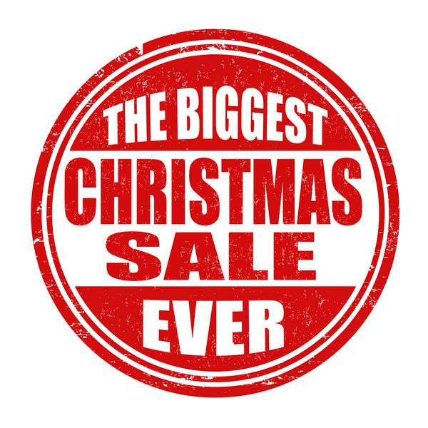بزرگترین فروش کریسمس تا کنون تمبر لاستیکی گرانج روی پس زمینه سفید وکتور
