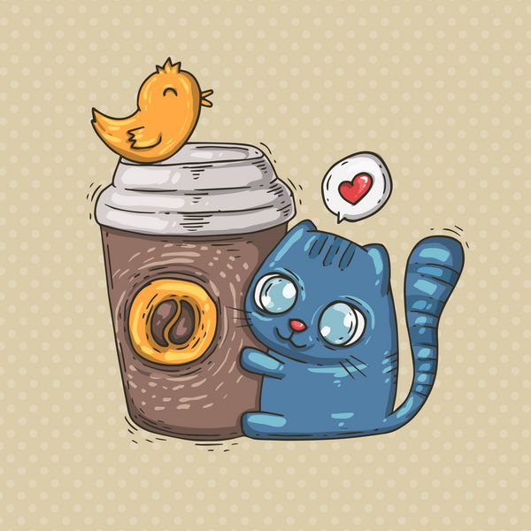 گربه و قهوه