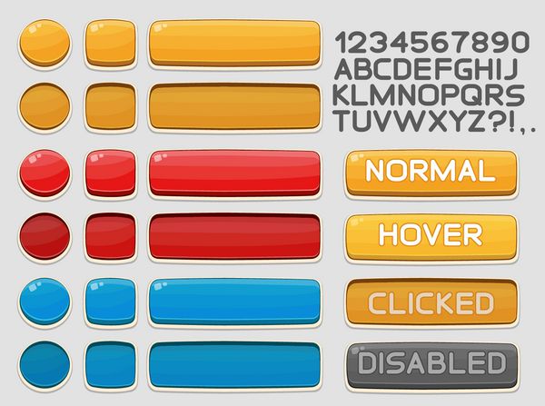 دکمه های رابط برای بازی ها یا برنامه ها تنظیم شده است وکتور آسان برای ویرایش جدا شده روی سفید