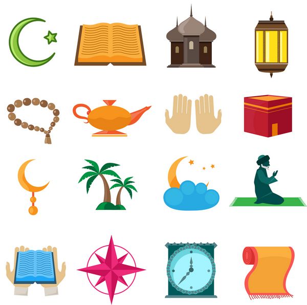 مجموعه نمادهای سنتی کلیسای اسلامی نمادهای وکتور جدا شده