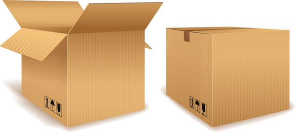 گرافیک وکتور یک جعبه مقوایی باز و یک بسته بسته بندی برای بسته بندی در زمینه سفید