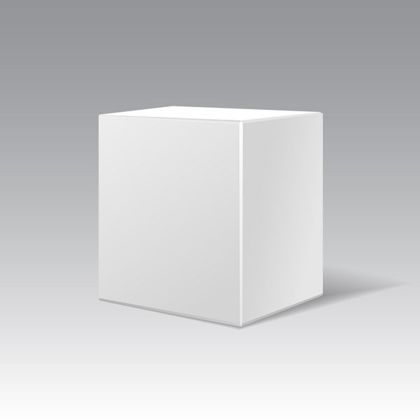 جعبه مکعبی هدیه مقوایی سفید قالب بسته بندی وکتور