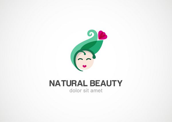 سیلوئت زن با برگ و گل سبز الگوی طراحی لوگو وکتور لوازم آرایشی زیبایی آبگرم سلامت مد