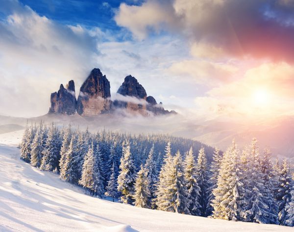 منظره زمستانی فوق العاده عصر مناظر دراماتیک زمستانی کلاژ خلاق پارک ملی سوئیس اروپا دنیای زیبایی افکت تونینگ اینستاگرام سال نو مبارک