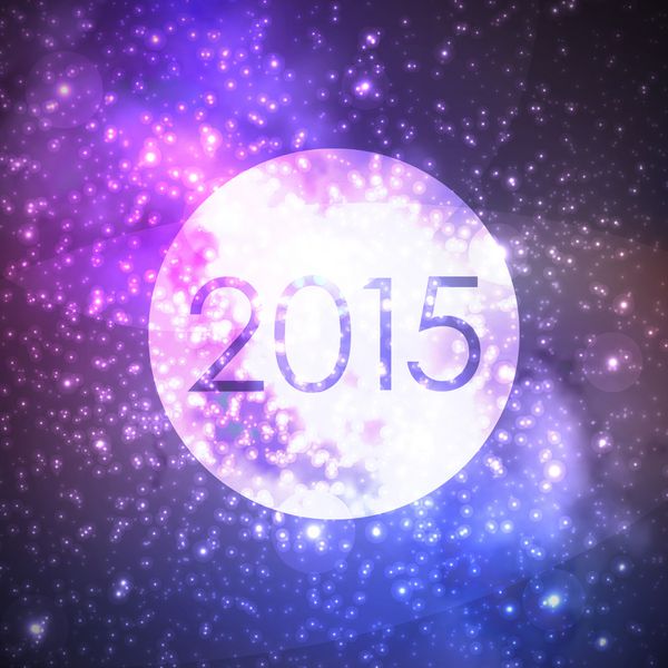 سال 2015 مبارک پس زمینه وکتور انتزاعی با آسمان شب و ستاره تصویری از اسپ بیرونی و راه شیری