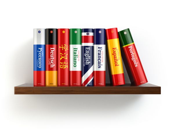 فرهنگ لغت در قفسه کتاب پس زمینه جدا شده سفید 3 بعدی