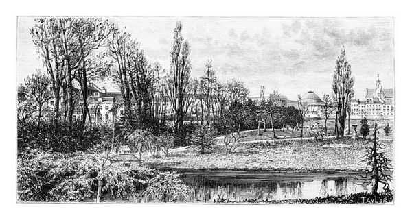 باغ گیاه شناسی بروکسل در بروکسل بلژیک طراحی توسط تیلور بر اساس یک پوگراف تصویر قدیمی le tour du monde مجله مسافرتی 1881
