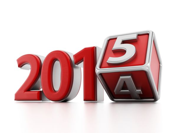 مفهوم سال جدید 2015 با تغییر شکل مکعب از 4 به 5