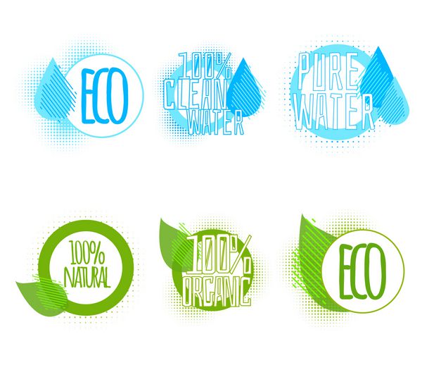 مجموعه شش لوگوی آب شفاف و اکولوژی