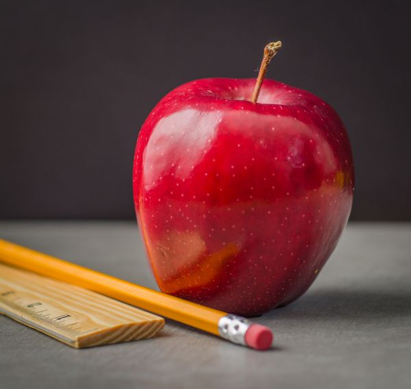 زمان مدرسه سیب قرمز مداد خط کش