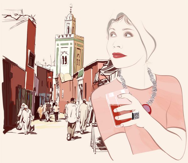 زنی در حال بازدید از مراکش در مراکش - وکتور