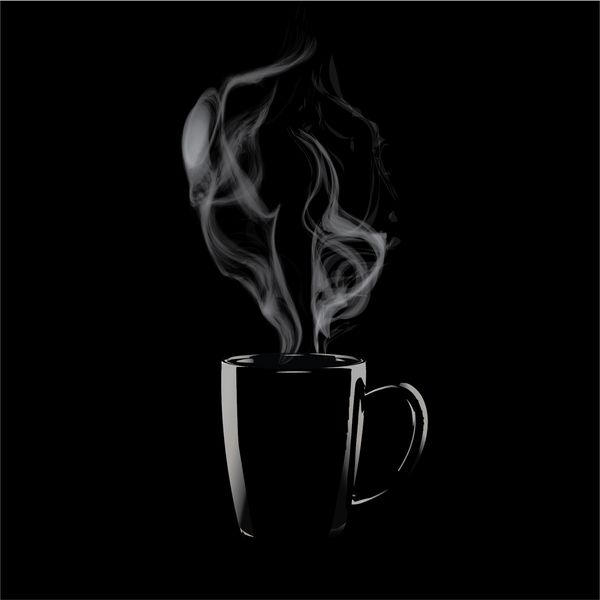 وکتور لیوان قهوه با بخار بخارپز کردن چای یا قهوه ایزوله