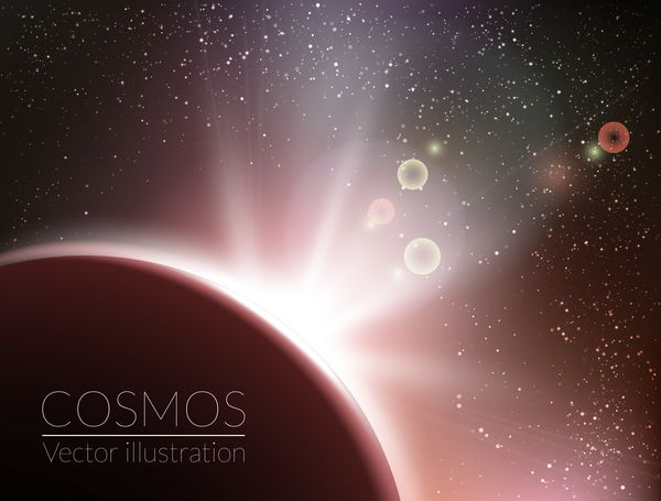 طلوع زمین با ستاره ها - وکتور با رنگ های قرمز و قهوه ای