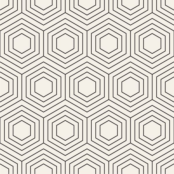 الگوی بدون درز وکتور بافت شیک مدرن تکرار پس زمینه هندسی با شش ضلعی های خطی