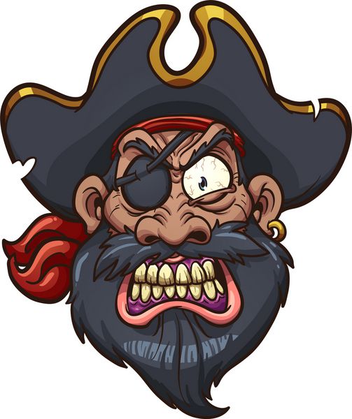 دزد دریایی کارتونی عصبانی f وکتور وکتور کلیپ آرت با شیب های ساده همه در یک لایه