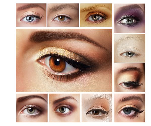 مجموعه ای از سایه چشم زیبایی ریمل ترکیبی از چشم های زنانه