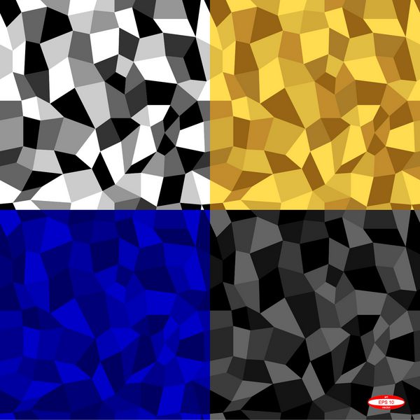 مجموعه ای از بافت رنگارنگ الگوی چند رنگ انتزاعی بدون درز در پس زمینه تیره با وکتور چهار وجهی
