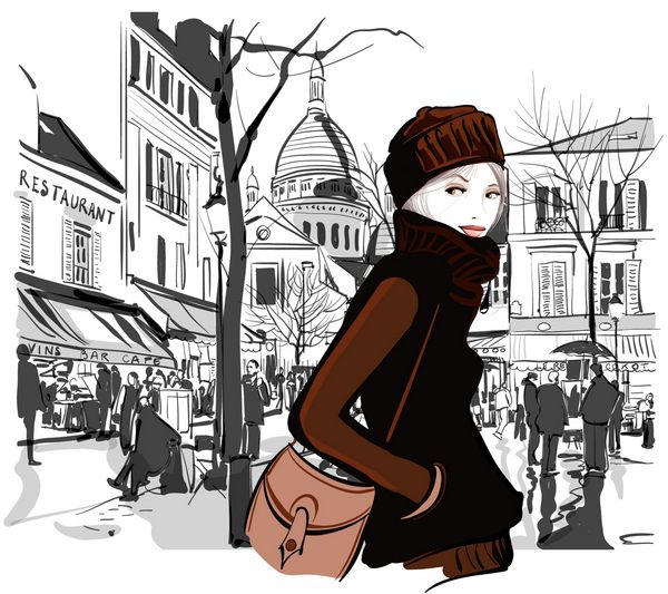 زن در میدان مونت مارتر پاریس - وکتور