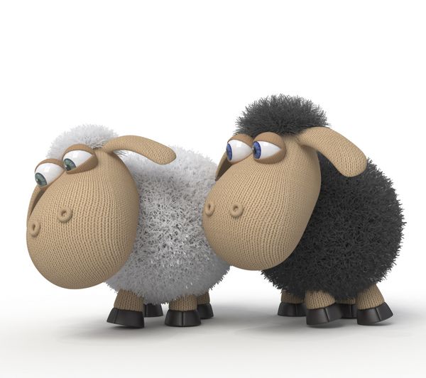 زن و شوهر گوسفند عاشق روی چمن بره های شاد سه بعدی