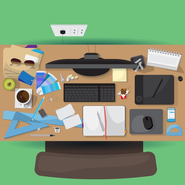 آیکون های تخت دفتر کار عناصر مجموعه طراحی - تصاویر وکتور طرح گرافیکی قابل ویرایش برای طرح شما