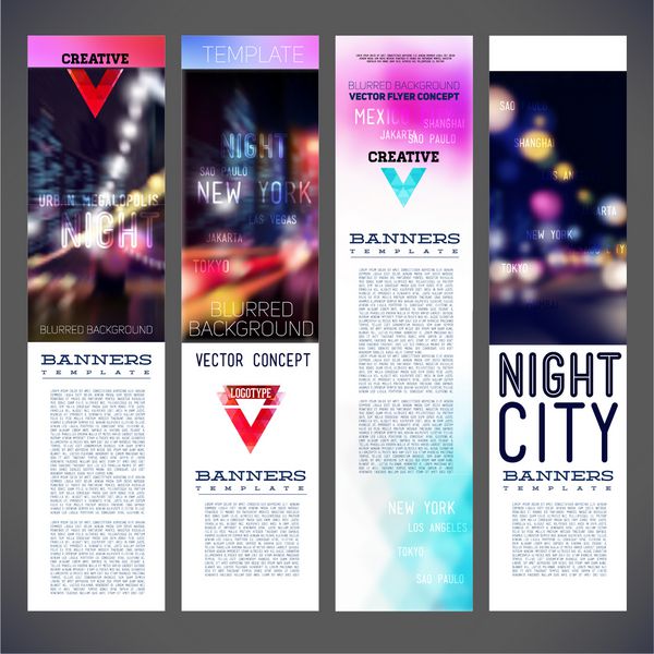 طرح قالب وکتور شهر شبانه بنرهای blur بروشور بروشور المان صفحه جزوه با لوگو و متن به صورت جداگانه برای شما