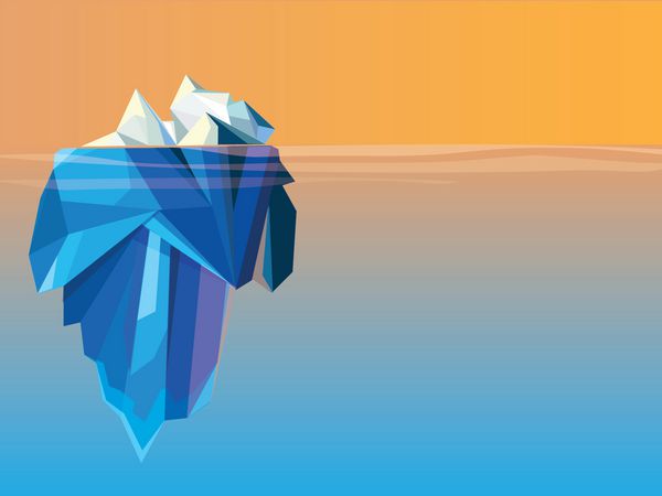 وکتور وکتور منظره یخچال طبیعی کوه یخ به سبک چند ضلعی کم-نمای افقی رنگارنگ