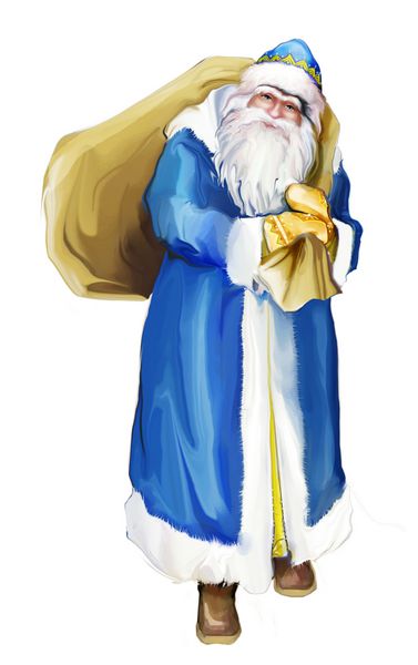 بابا نوئل در حال حمل کیسه بزرگ پر از هدیه