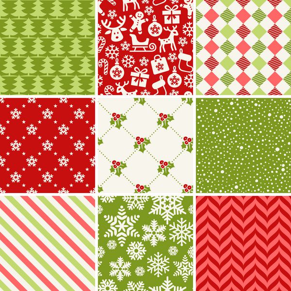مجموعه ای از الگوهای بدون درز کریسمس